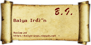 Balya Irén névjegykártya