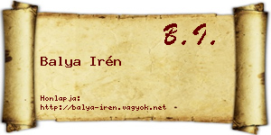 Balya Irén névjegykártya